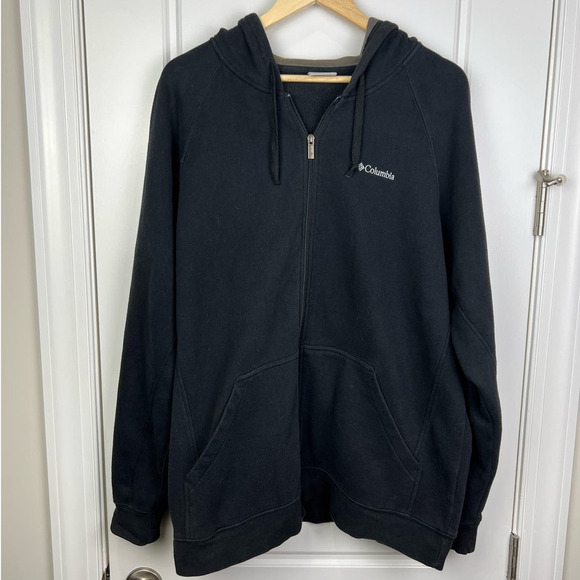 COLUMBIA Hooded Full Zip Hoody Men's XL Hoodie Black Adult Extra Large Sweater - Picture 1 of 3